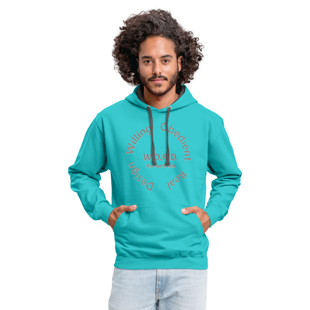 W.O.R.D. Unisex Contrast Hoodie - scuba blue/asphalt
