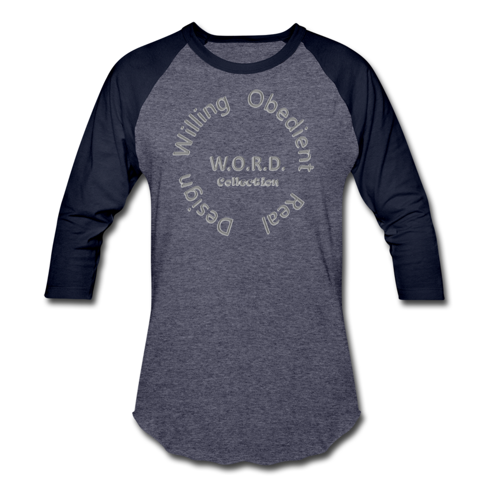 W.O.R.D. Unisex Baseball T-Shirt - heather blue/navy