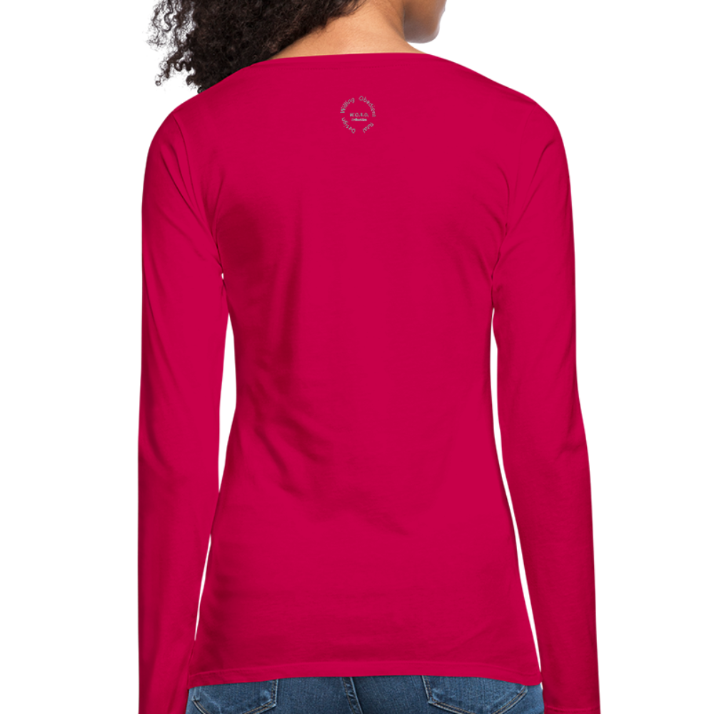Proverbs 31 Locs Women's Premium Slim Fit Long Sleeve T-Shirt - dark pink