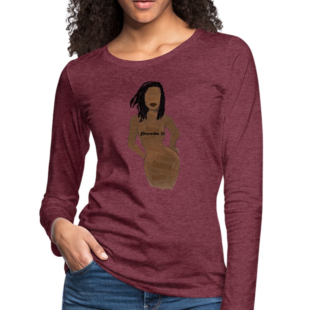 Proverbs 31 Loc Lady Women's Premium Long Sleeve T-Shirt - heather burgundy