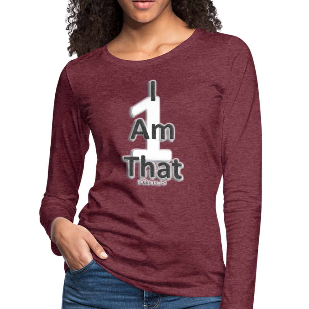 That One Women's Premium Slim Fit Long Sleeve T-Shirt - heather burgundy