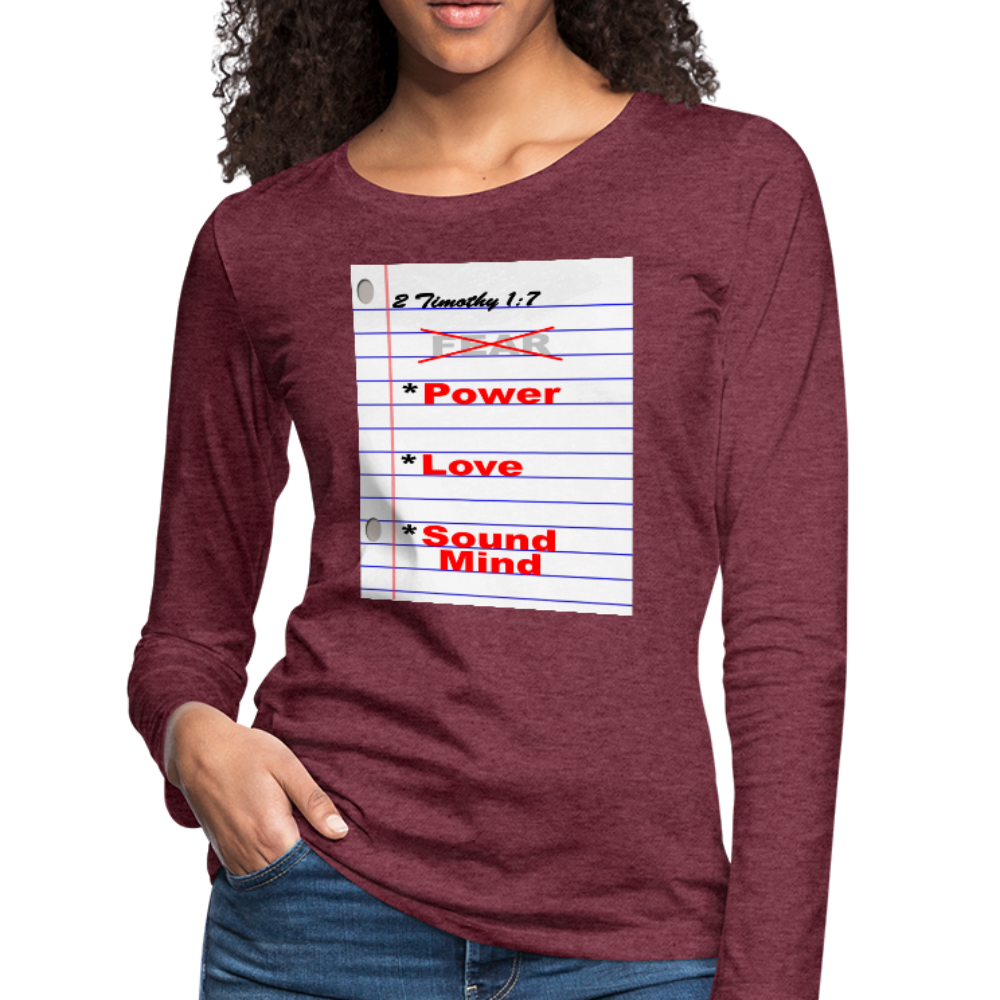 NO FEAR Women's Premium Slim Fit Long Sleeve T-Shirt - heather burgundy