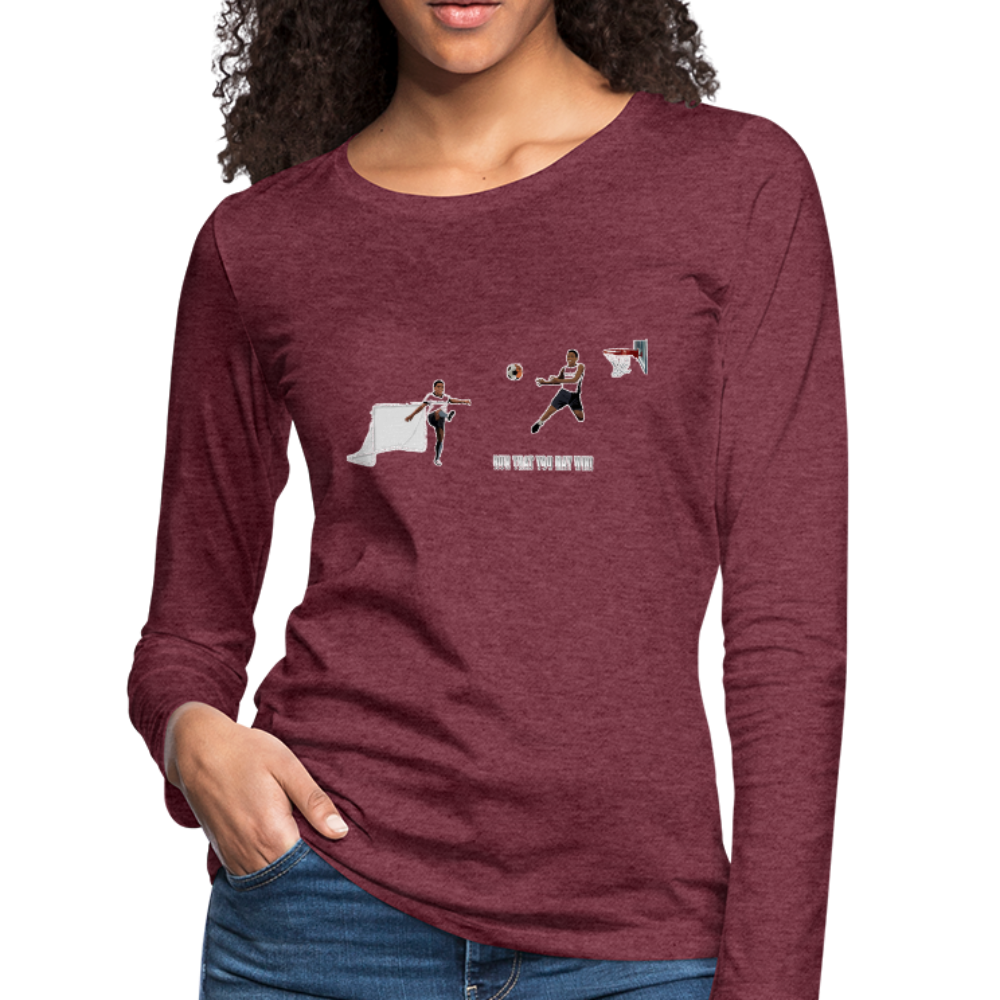 Amari Women's Premium Slim Fit Long Sleeve T-Shirt - heather burgundy