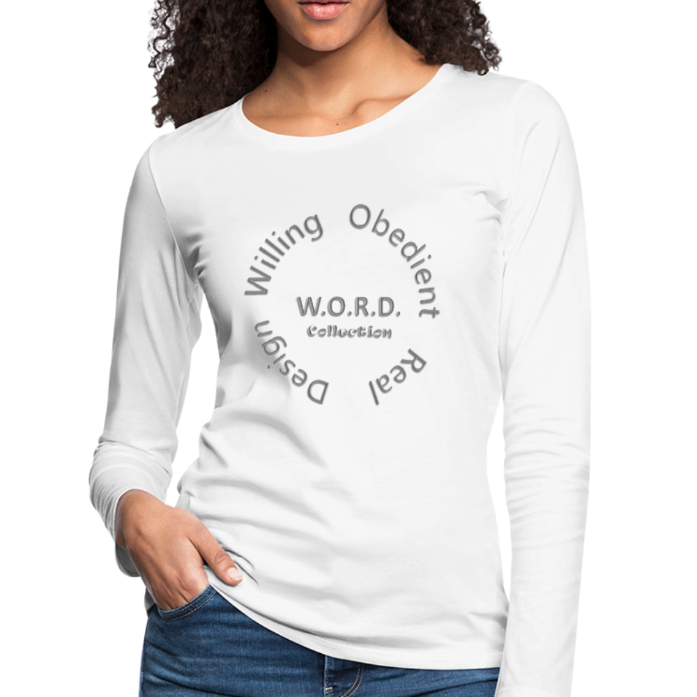 W.O.R.D. Women's Premium Slim Fit Long Sleeve T-Shirt - white
