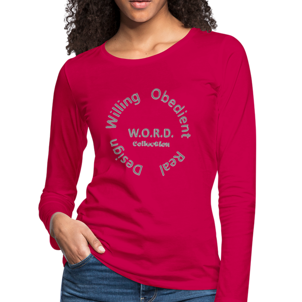 W.O.R.D. Women's Premium Slim Fit Long Sleeve T-Shirt - dark pink