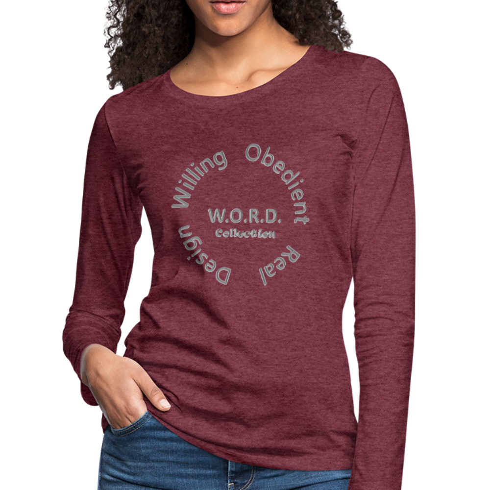 W.O.R.D. Women's Premium Slim Fit Long Sleeve T-Shirt - heather burgundy