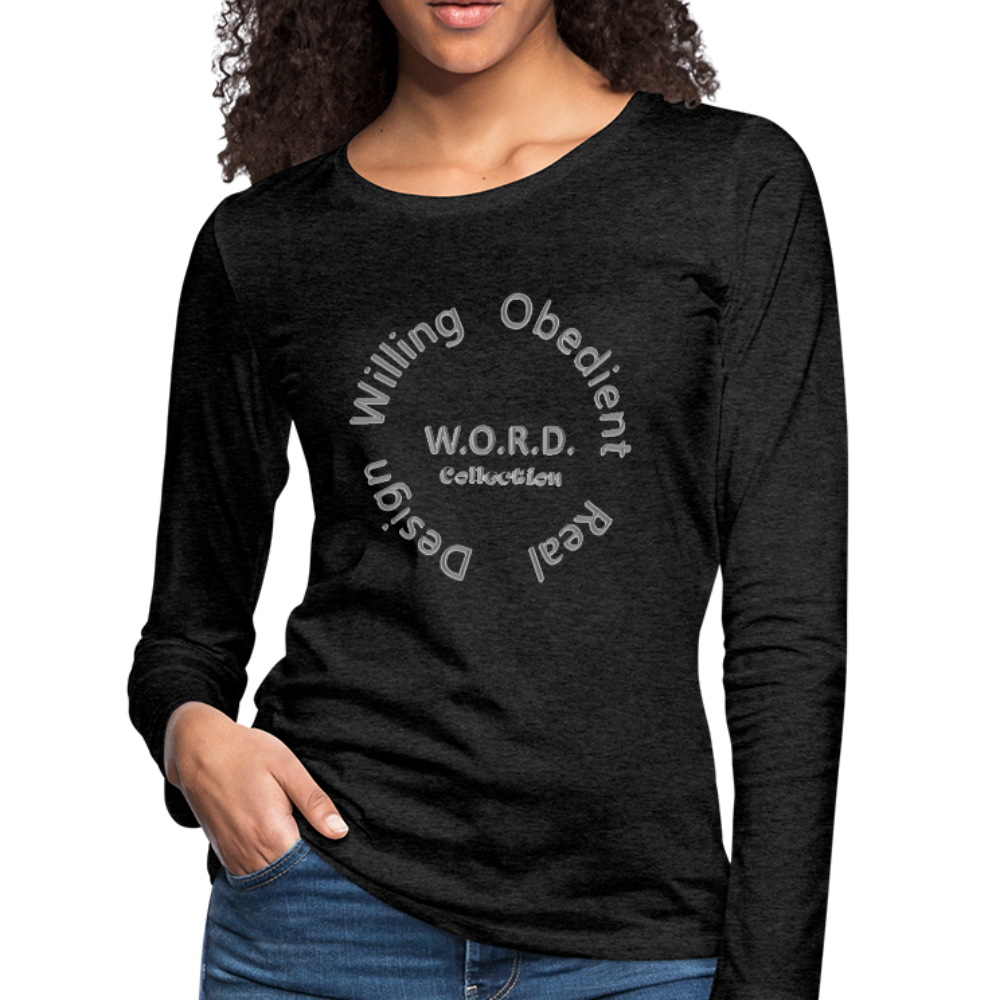 W.O.R.D. Women's Premium Slim Fit Long Sleeve T-Shirt - charcoal gray