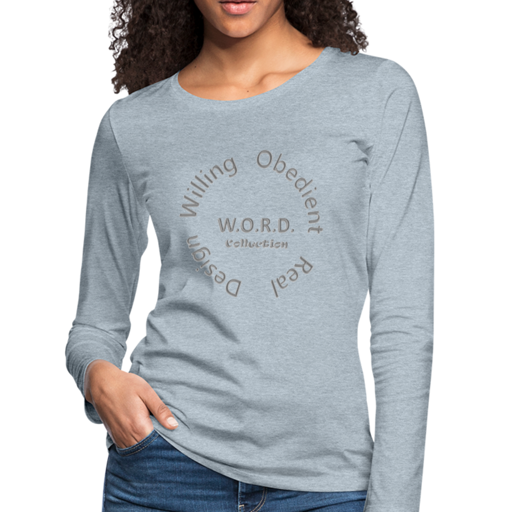 W.O.R.D. Women's Premium Slim Fit Long Sleeve T-Shirt - heather ice blue
