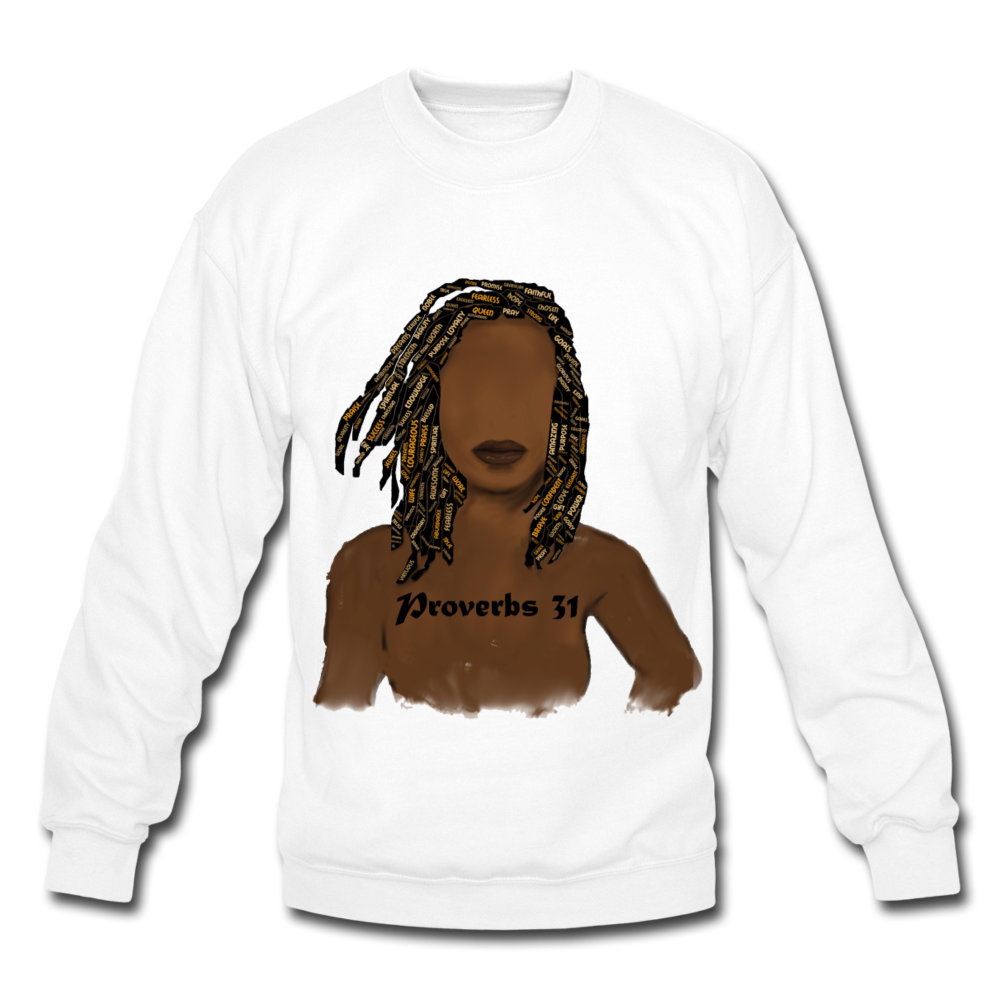 Proverbs 31 Locs Unisex Crewneck Sweatshirt - white