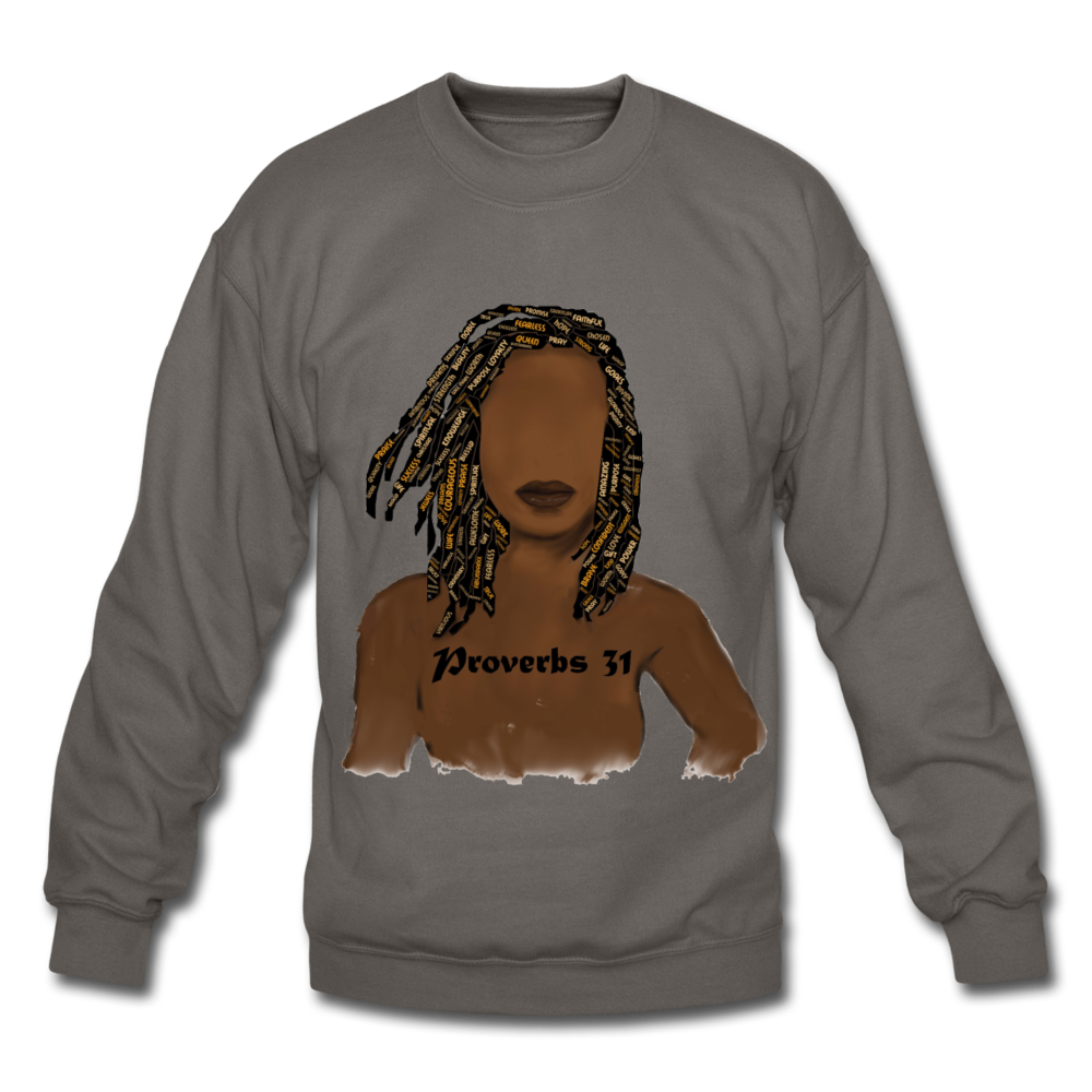 Proverbs 31 Locs Unisex Crewneck Sweatshirt - asphalt gray