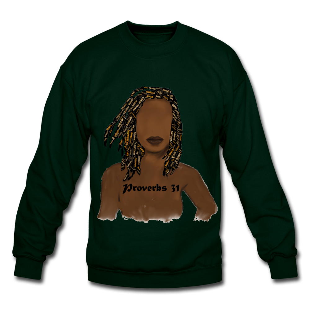 Proverbs 31 Locs Unisex Crewneck Sweatshirt - forest green