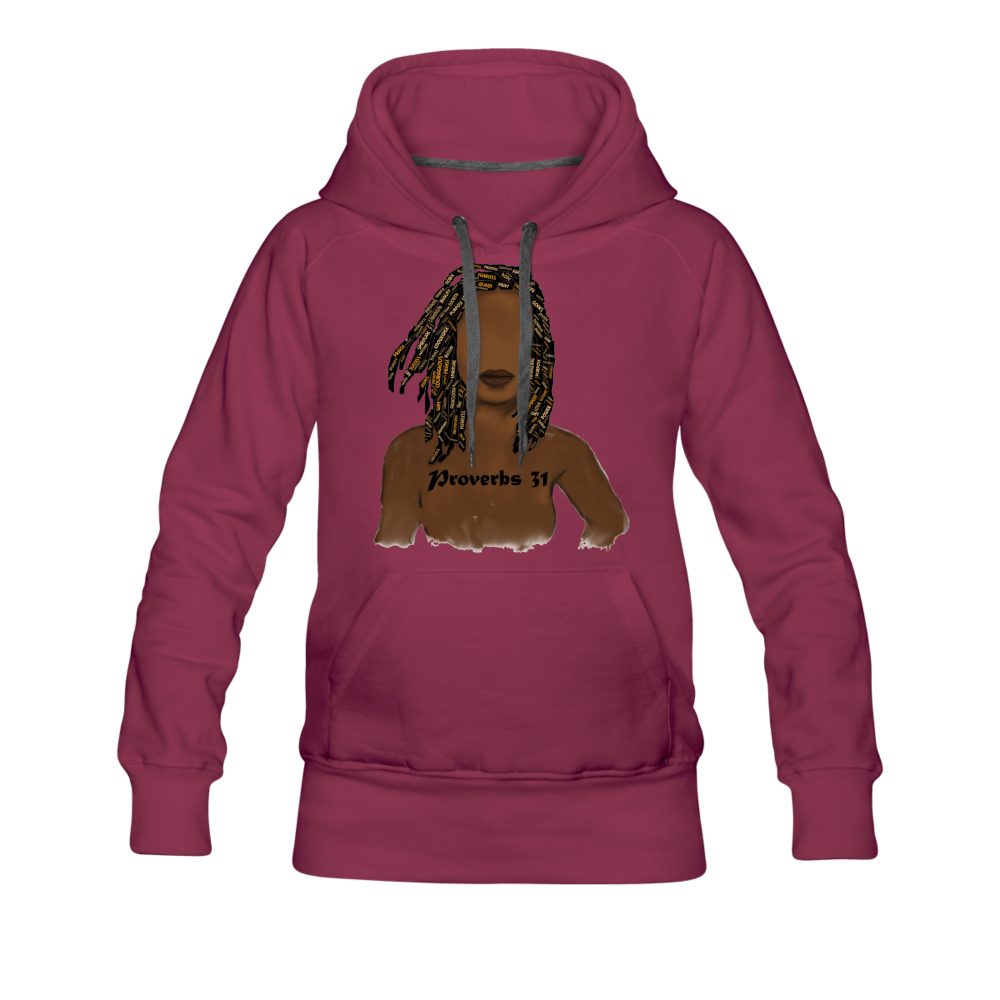 Proverbs 31 Locs Premium Hoodie - burgundy