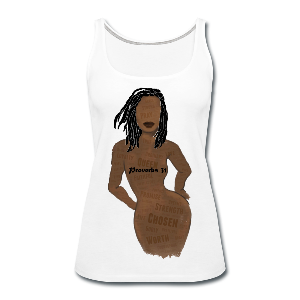 Proverbs 31 Loc Lady Women’s Premium Tank Top - white