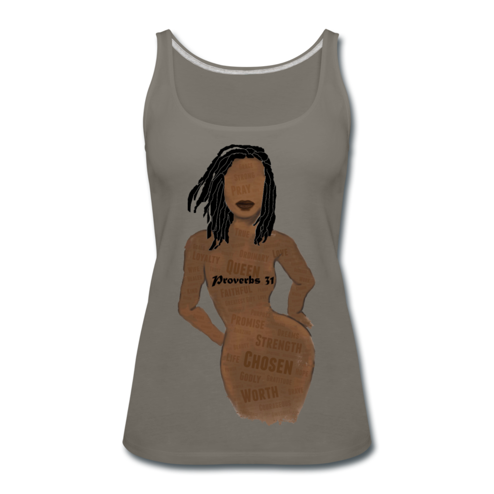 Proverbs 31 Loc Lady Women’s Premium Tank Top - asphalt gray