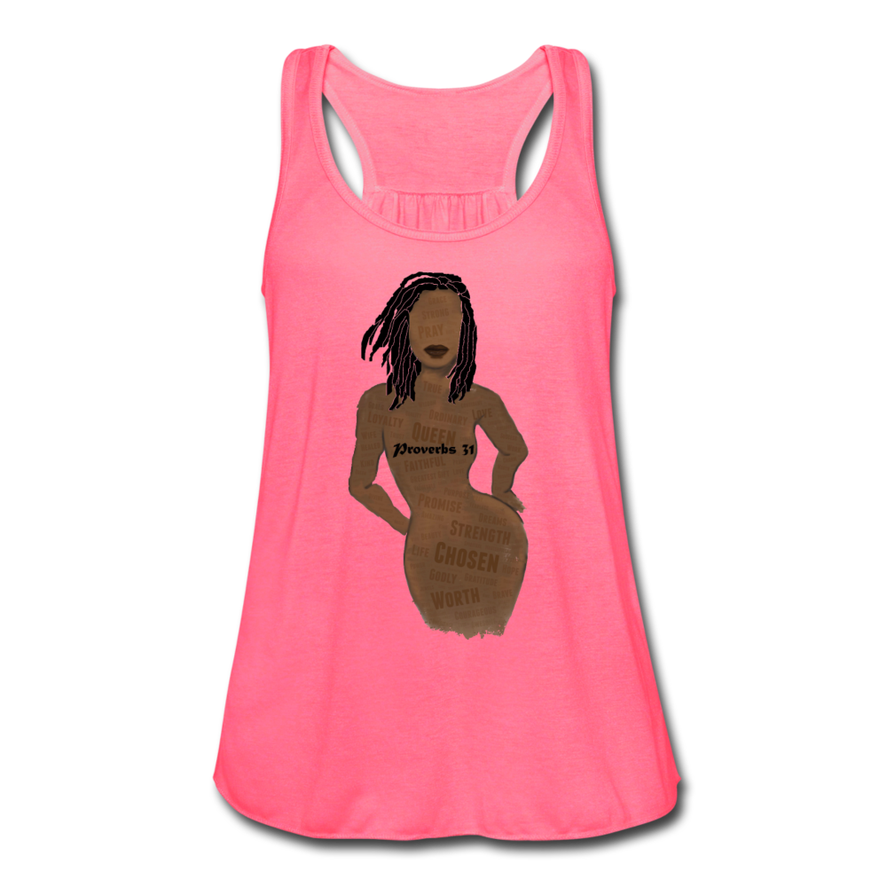 Proverbs 31 Loc Lady Women's Flowy Tank Top - neon pink