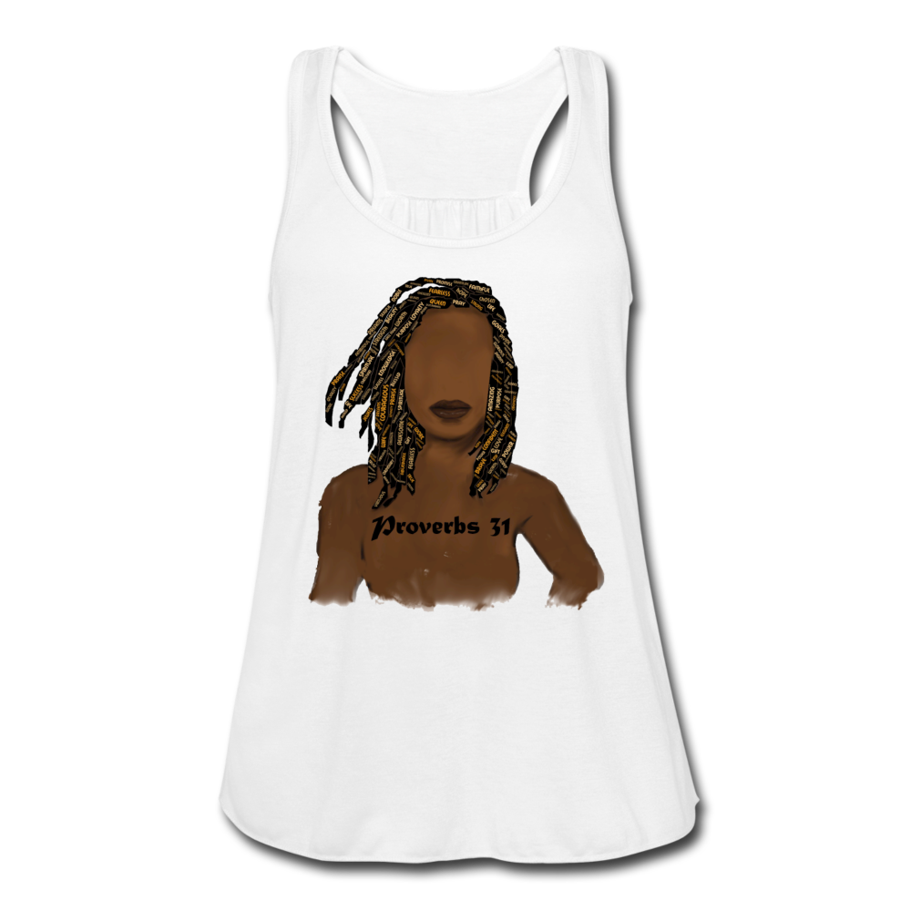 Proverbs 31 Locs Women's Flowy Tank Top - white