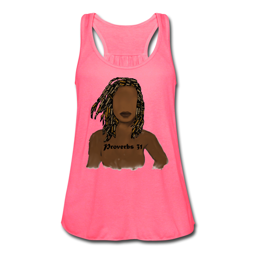 Proverbs 31 Locs Women's Flowy Tank Top - neon pink