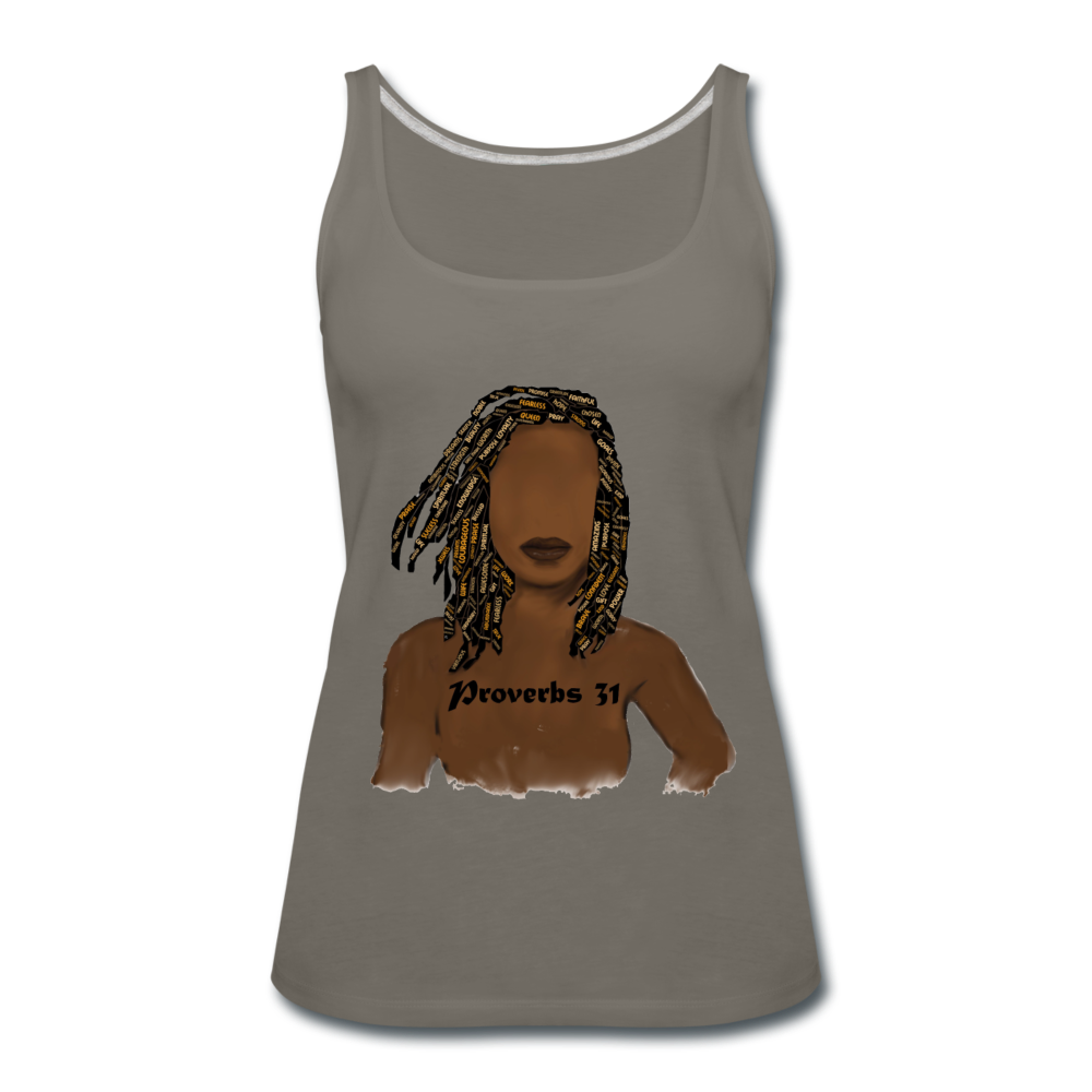 Proverbs 31 Locs Women’s Premium Tank Top - asphalt gray