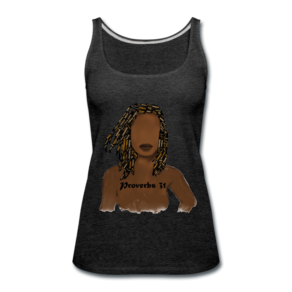 Proverbs 31 Locs Women’s Premium Tank Top - charcoal gray