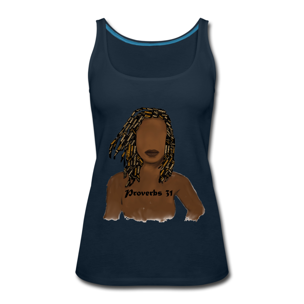 Proverbs 31 Locs Women’s Premium Tank Top - deep navy
